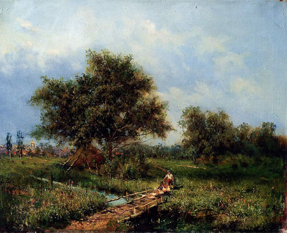 Image - Mykhailo S. Tkachenko: Landscape with a Bridge.